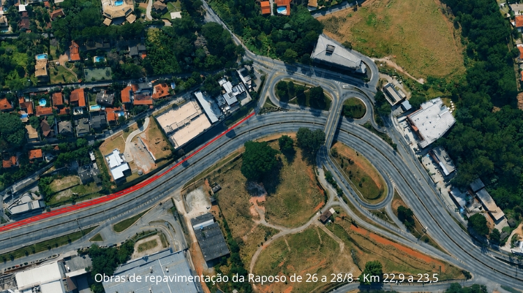 Obras noturnas na Raposo Tavares serão realizadas de 26 a 28 de agosto, na região da Granja Viana