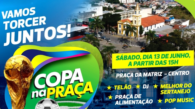 Praça da Matriz terá telão para transmissão dos jogos do Brasil na Copa do Mundo